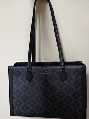 kate spade Black Floral-Patterned  Laptop Tote